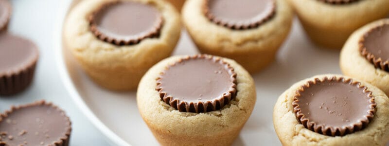 Peanut Butter Cup Cookies with the Reese's Peanut Butter cups placed inside cookie.