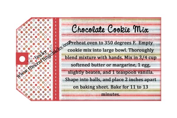 Chocolate Cookie mix tag for Visiting Teaching