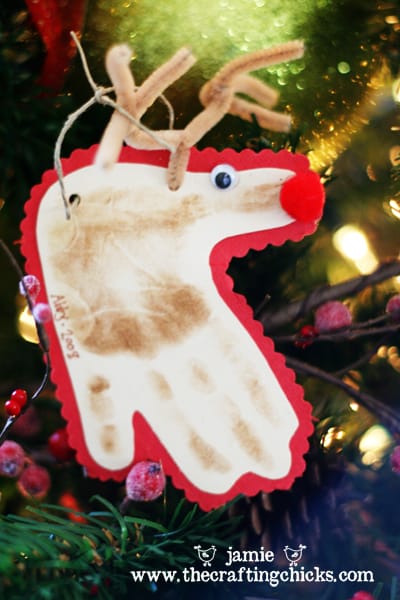 DIY Reindeer Hand Print Ornaments
