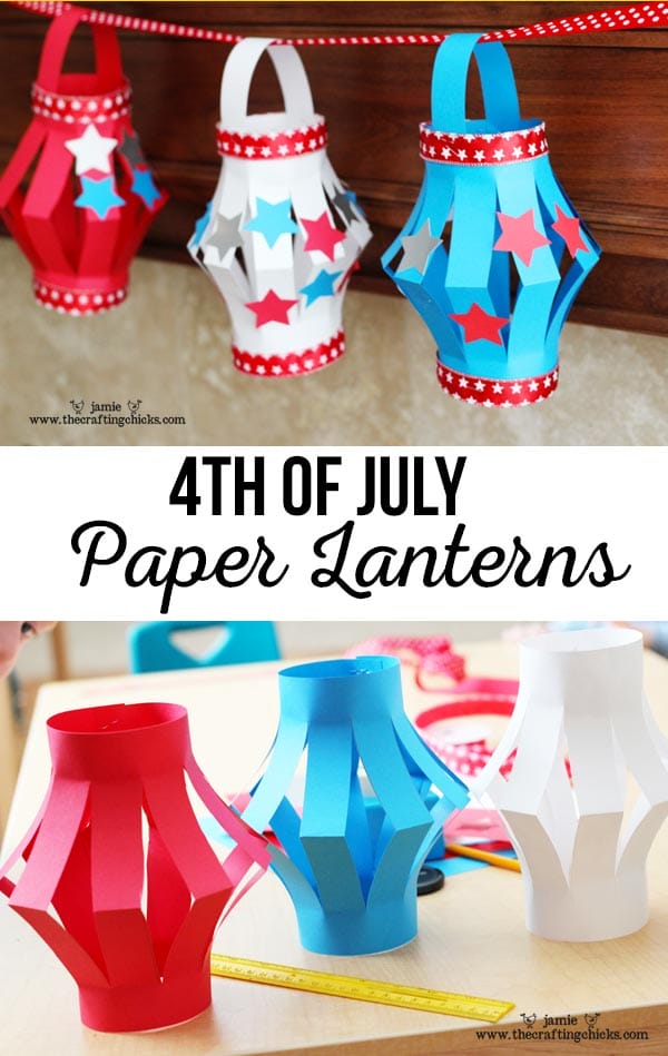 Paper Lanterns, 4th of July Style. This is a fun Kid's Craft for your upcoming 4th of July Festivities. And a great way to keep the kids busy.