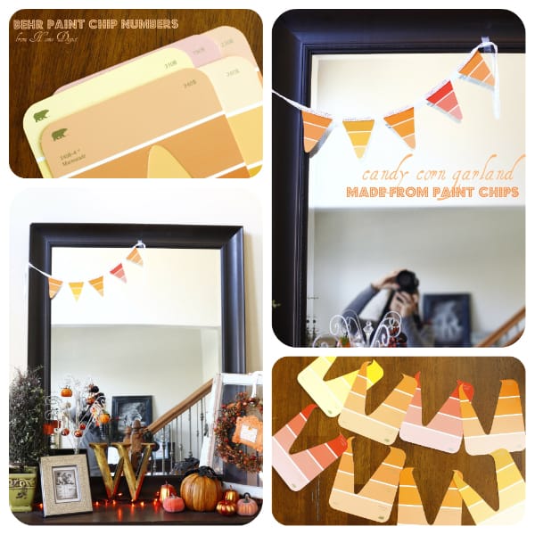 Paint Chip Candy Corn Garland…3 minutes to make