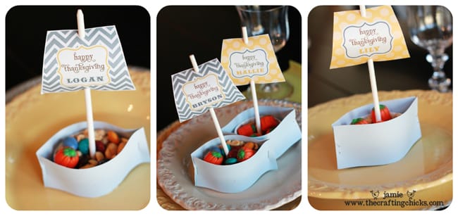 {Thanksgiving Place Cards-Mini Mayflower Nut Cup Ships *Free Download}