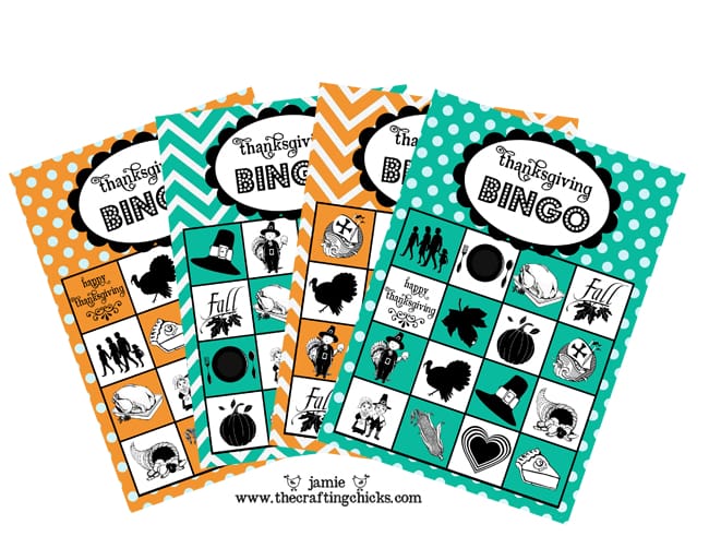 Thanksgiving Bingo free printable image of 4 bingo cards