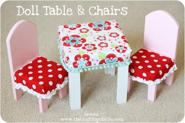 Doll Table & Chairs {with Fitted Tablecloth & Chair Covers}
