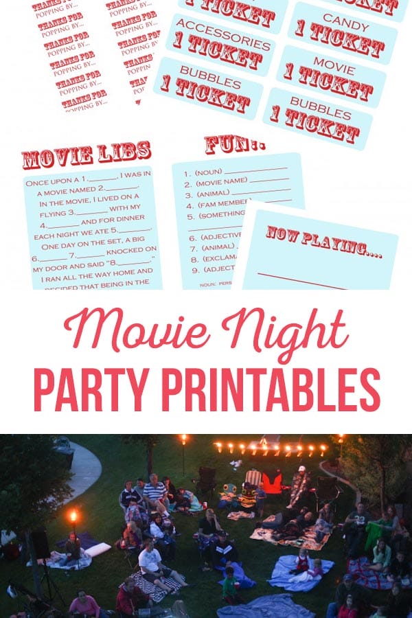 Popcorn & A Movie Night Party Printables | Enjoy a fun movie night with your family and friends.  Use these free printables to make it an evening to remember!  #movienight #summer #outdoor #movie #popcorn #family #neighbor #backyard