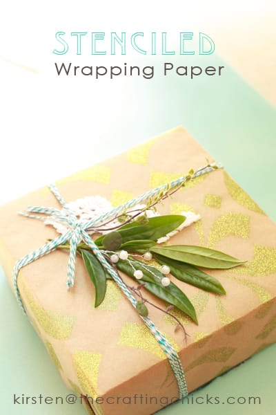 Stenciled wrapping paper & Giveaway