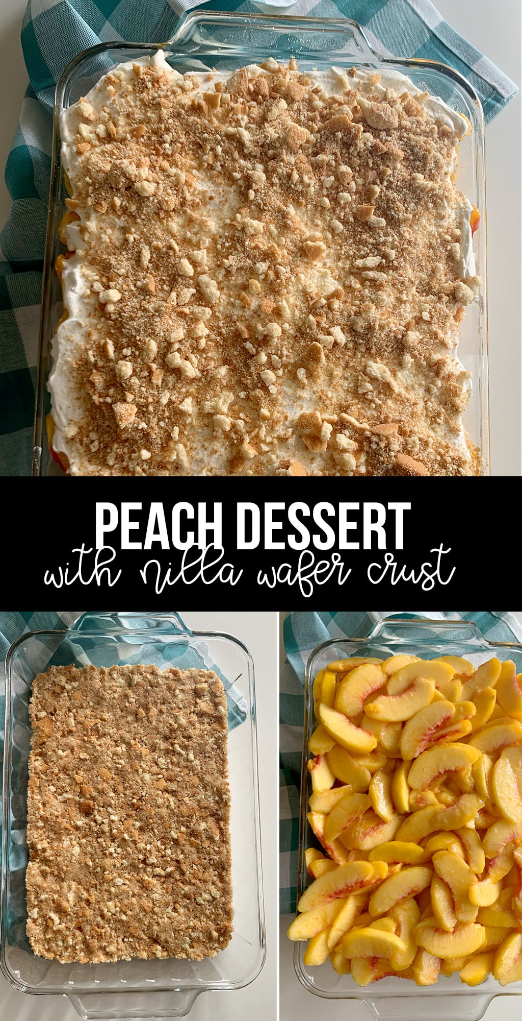 peach dessert with nilla wafer crust