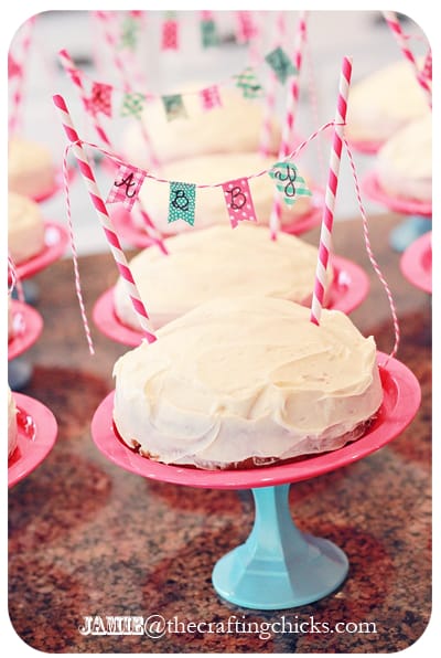 {Mini Cake Stands and Washi Tape Mini Cake Banners- Bake Shop Party Part II}