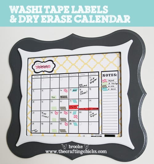 Washit Tape Labels and Dry Erase Calendar