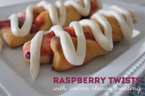 Raspberry Twists with Cream Cheese Frosting