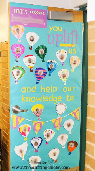 "You uplift us and help our knowledge to soar" teacher door
