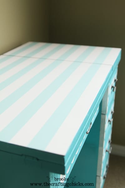 stripe top sewing table