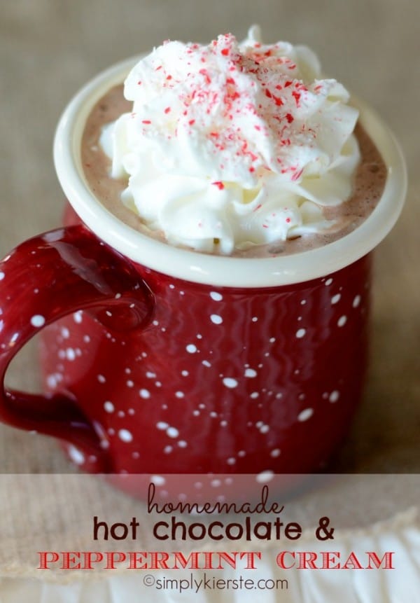 Hot Chocolate with Peppermint Cream from Simply Kierste {Christmas Tradition Series}