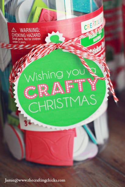 Wishing You a "CRAFTY" Christmas Gift Tag Free Printable. Use these tags to give a fun gift to a crafty friend!