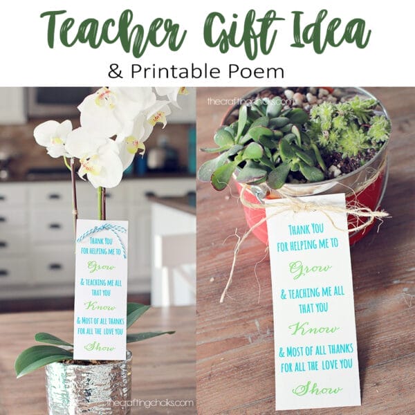 Plant Teacher Gift Idea *Free Printable Poem - The Crafting Chicks