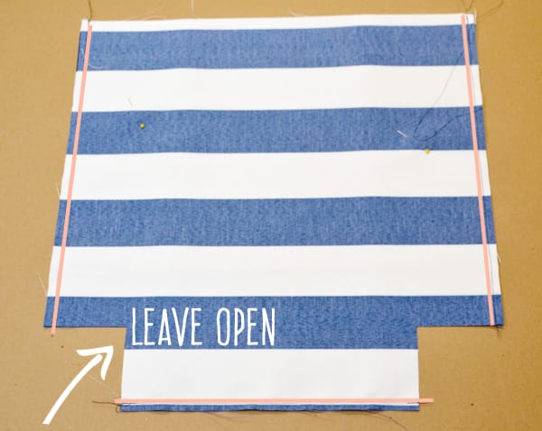 leave notches for tote bag