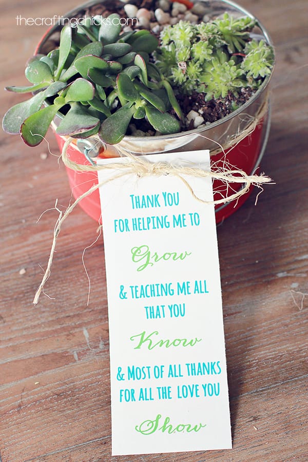 Teacher Gift free Printable Tag | Thank You for helping me Grow