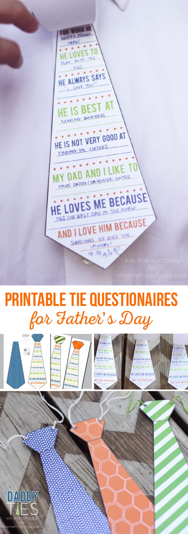 Printable Tie Questionaires for Father's Day