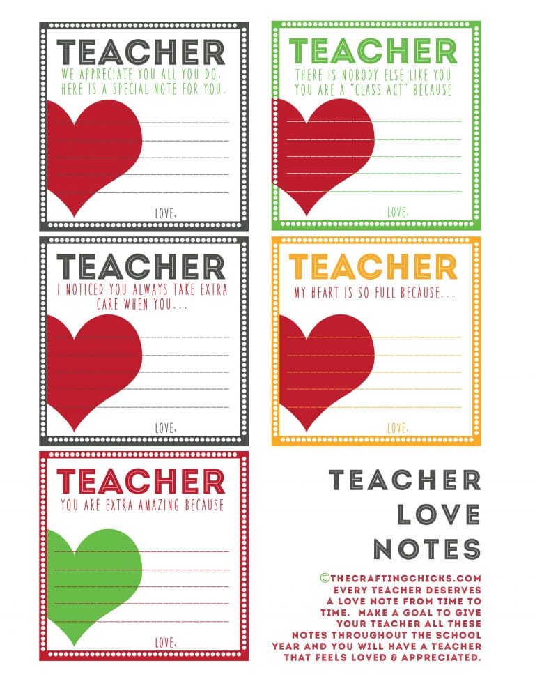 Teacher Love Notes & BACK TO SCHOOL PRINTABLES