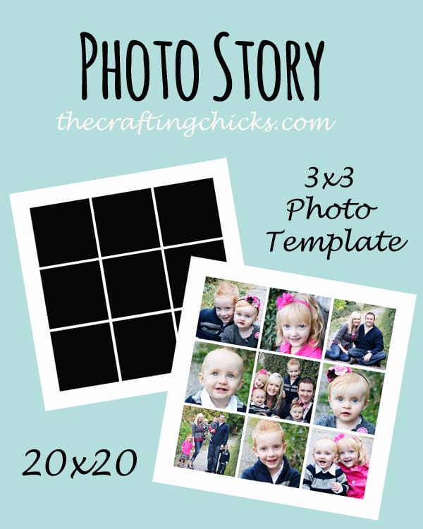 Photo Story Template with 9 Photo Squares