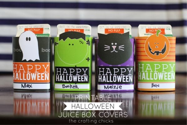 Printable Halloween Juice Box covers at the crafting chicks. LOVE these.  So fun for a class party!
