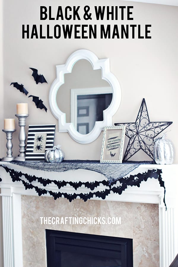 Black & White Halloween Mantle