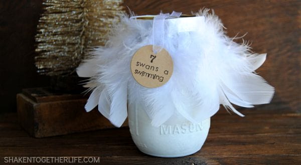 Celebrate one of the 12 days of Christmas with an easy whimsical 7 Swans a Swimming Mason Jar Gift!