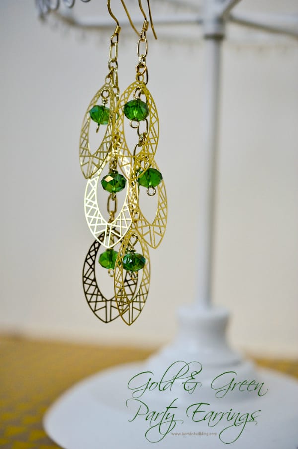 Gold & Green Party Earrings::Bloggers Best 12 Days of Christmas