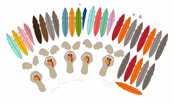 project turkey in 5 color combos. perfect for any thanksgiving activity!