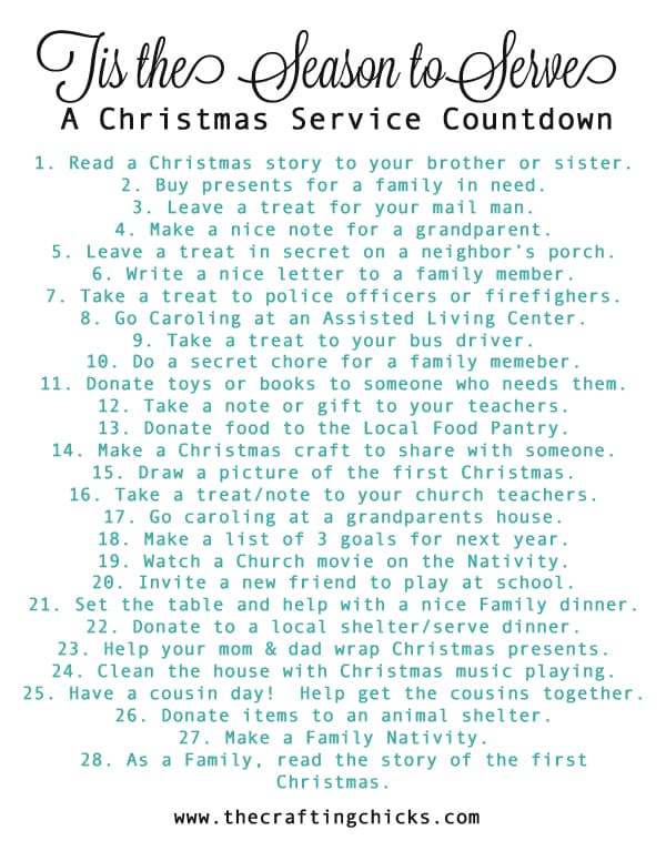 Printable Christmas Service Countdown | Family Activity | Kids Activity