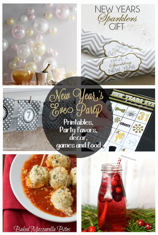 Everything you need for a New Year's Eve Party - printables, decor, party games, appetizers, family friendly drinks, and so much more!