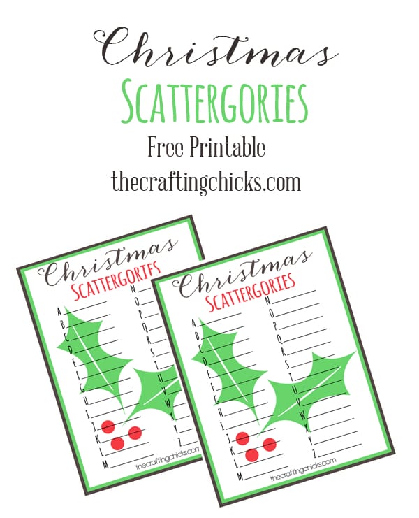 Christmas scattergories free printable game for kids and adults and holiday parties