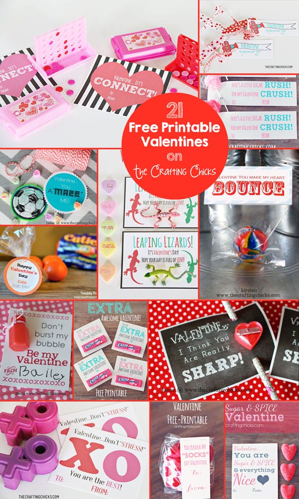21 Free Printable Valentines on The Crafting Chicks
