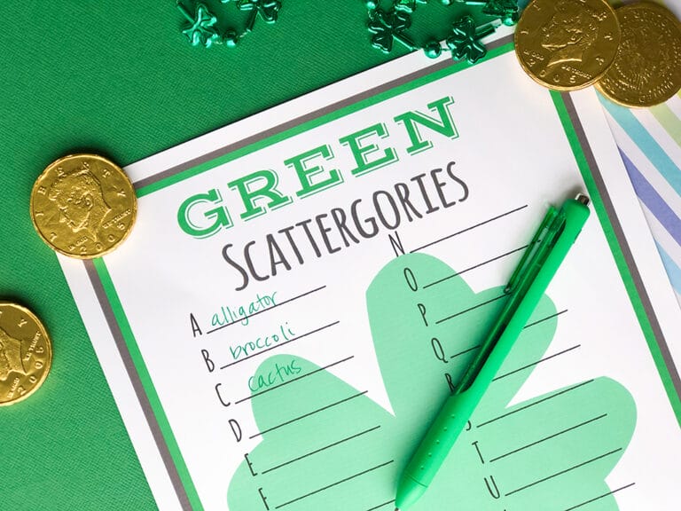 St. Patrick’s Day GREEN Scattergories *Free Printable