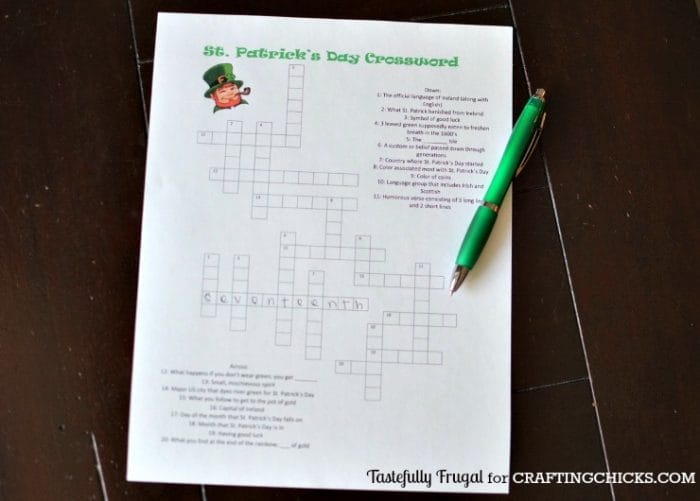 Print your FREE St. Patrick's Day Crossword today!