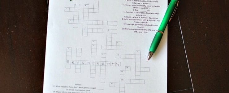 Print your FREE St. Patrick's Day Crossword today!