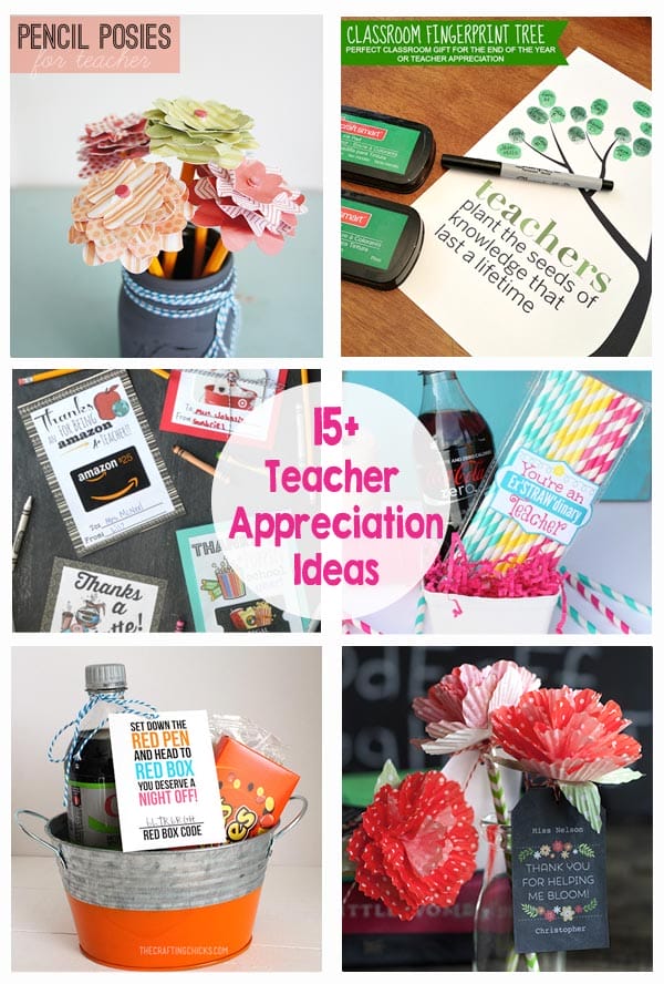 15 ideas for Teacher Appreciation - Printables, gifts, flowers and door ideas!
