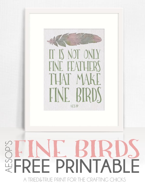 Aesop's Fine Birds Free Printable! Two options include one to color in yourself and another color version that's ready to frame!