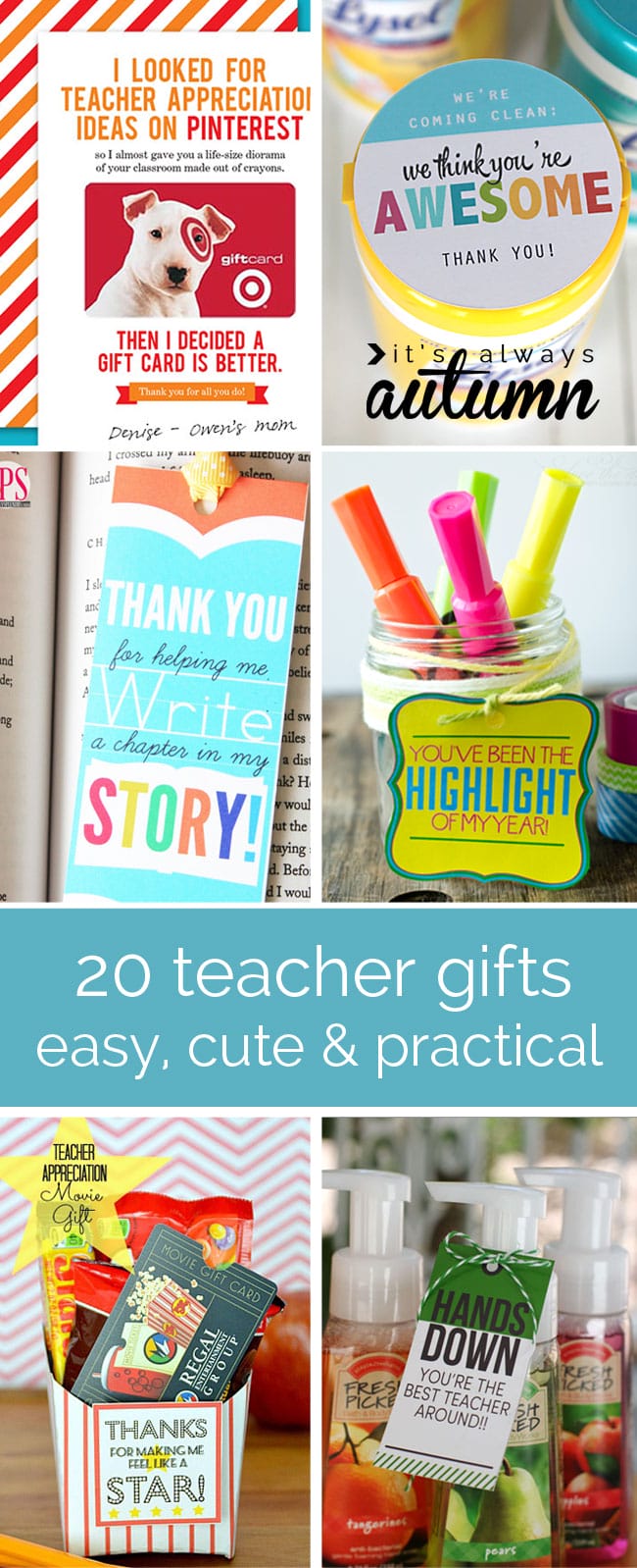 20 cheap, easy, cute & practical teacher appreciation gifts