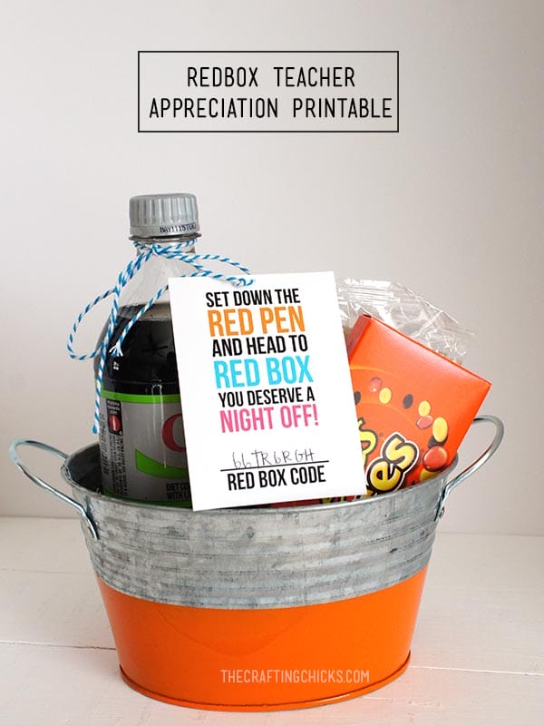 Teacher Appreciation Gift | Free printable | Redbox gift idea