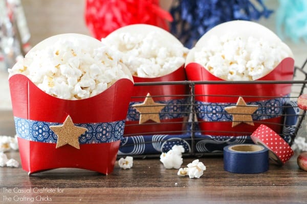 DIY Patriotic Popcorn Favors with homemade popcorn recipe