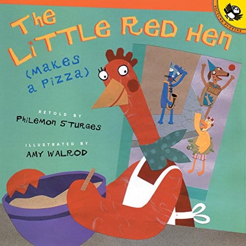 cooking the little red hen makes a pizza
