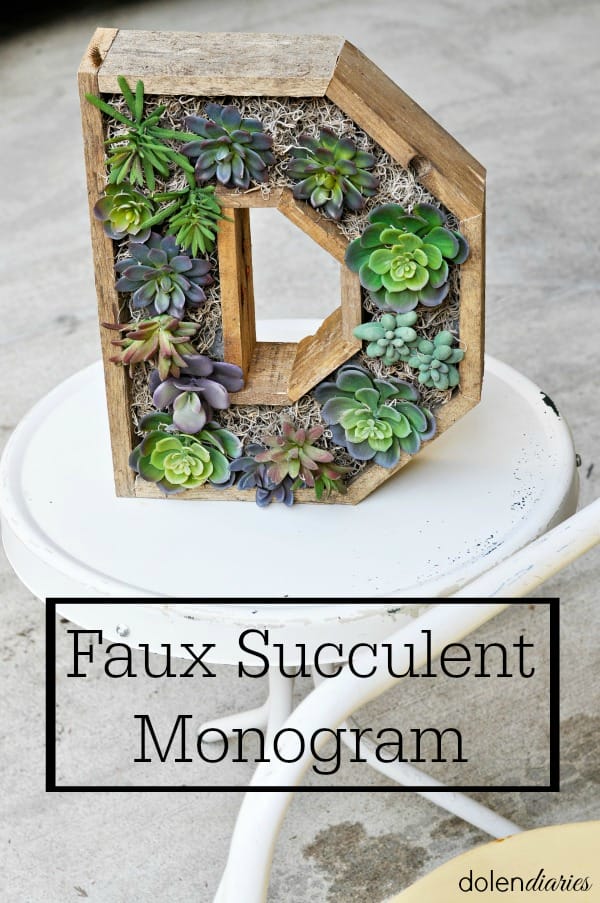 monogram faux succulent wreath