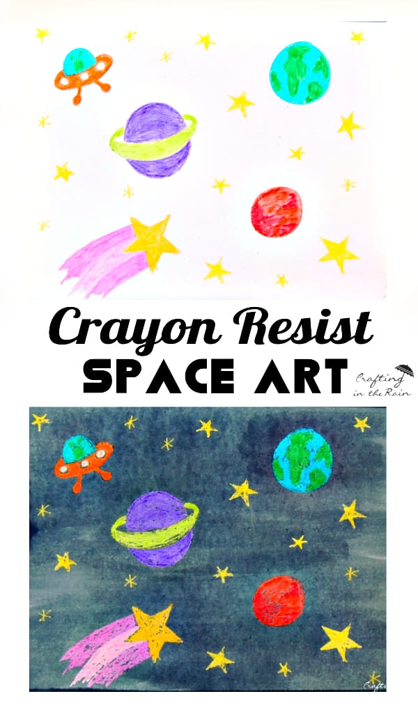space crayon resist space art