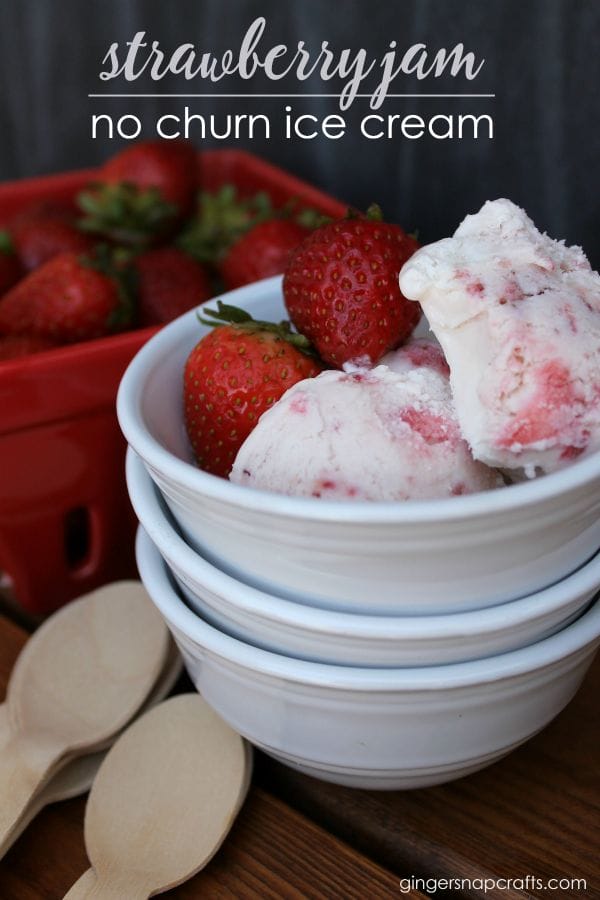 strawberry jam no churn ice cream at GingerSnapCrafts.com
