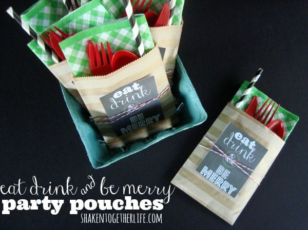 Eat Drink and Be Merry party pouches from Shaken Together