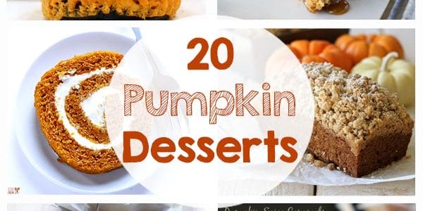 20 Yummy Pumpkin Desserts - cheesecake, cupcakes, bread, cinnamon rolls, caramel, ice cream, truffles, cookies, bars, cream pies... so many great recipes!