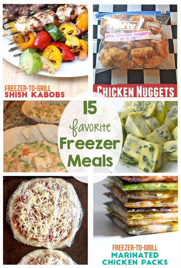 15 Favorite Freezer Meals - Love these recipes! Healthy options, kid friendly, saves time!