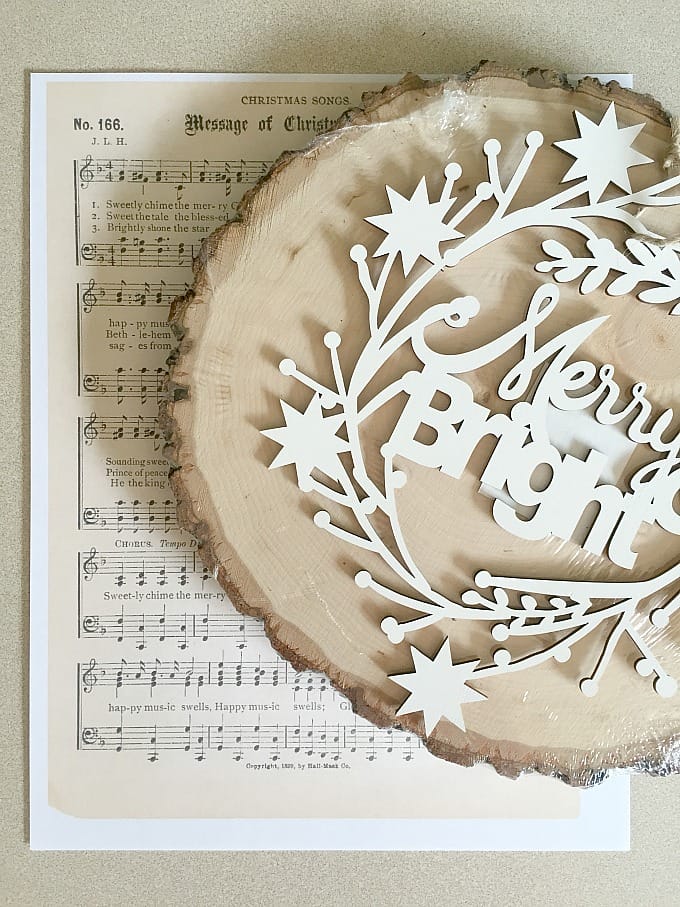 Christmas Music Wood Slice Plaque