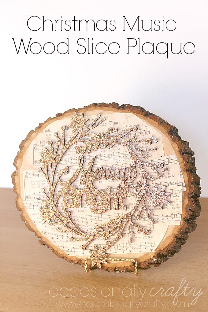 Use Christmas Carols in your Christmas Decor with this Christmas Sheet Music Wood Slice Plaque!